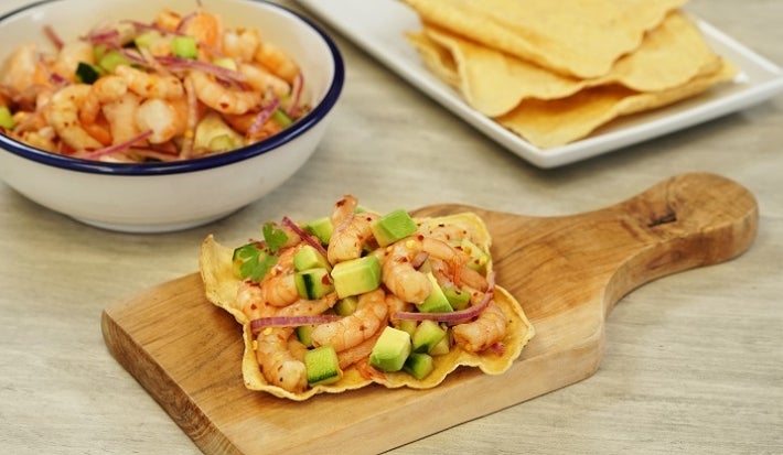 CEVICHE DE CAMARÓN CON PEPINO